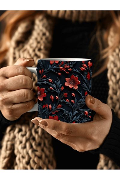 Evion 3D Design Ceramic Mug in Flower Models - Gift Mug