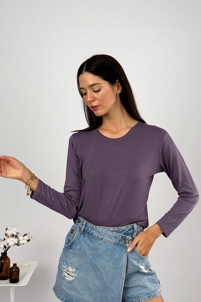 Betimoda Mânecă lungă de damă cu decolteu și corp violet 1 bucată