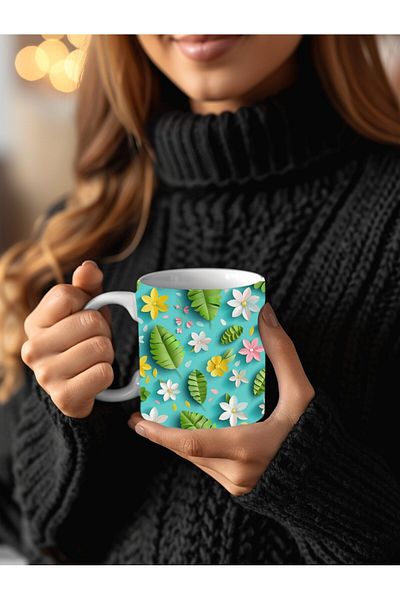 Evion 3D Design Ceramic Mug in Flower Models - Gift Mug
