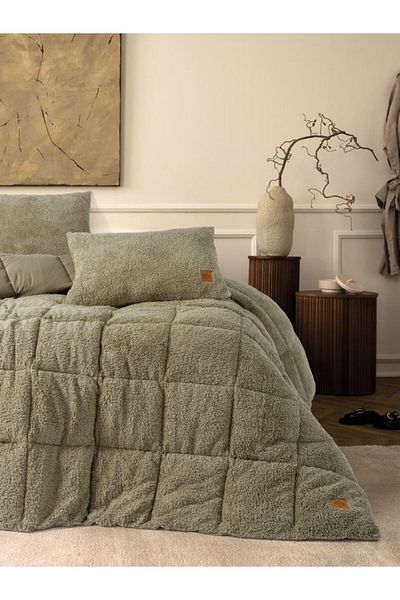 Wovna Plush Double Quilt Set Stone