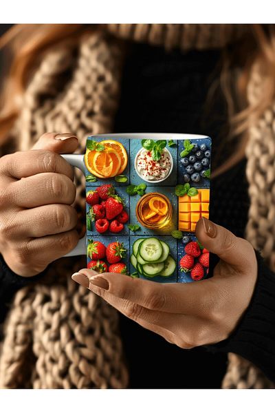 Evion Fruit Special Design Ceramic Mug - Gift Mug - Fruit Plate