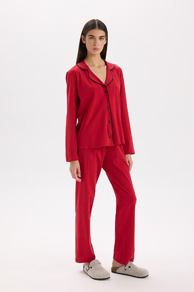 DeFacto Fall in Love Pyjama-Set, reguläre Passform, langärmeliges Oberteil, lange Unterseite, E2246AXNS