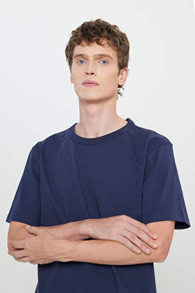 Lee Μπλουζάκι με κανονική εφαρμογή με λαιμόκοψη 100% βαμβακερό μπλε ναυτικό