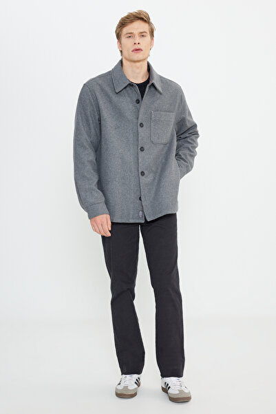 WRANGLER Loose Fit Rahat Kesim Antrasit Melanj Gömlek Ceket