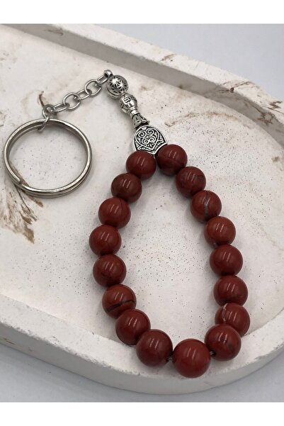 Mariposa Line تصميم جاسبر (طاقة) سلسلة مفاتيح مسبحة من الحجر الطبيعي