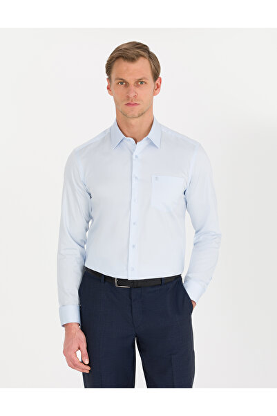 Pierre Cardin Ανοιχτό μπλε κλασικό πουκάμισο με μακρυμάνικο κομμένο σχήμα 50256422-VR003
