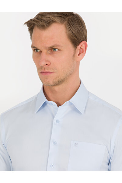 Pierre Cardin Ανοιχτό μπλε κλασικό πουκάμισο με μακρυμάνικο κομμένο σχήμα 50256422-VR003