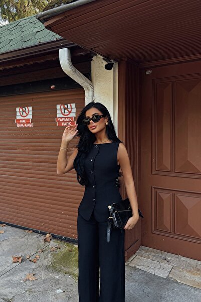 Eyyo Μαύρο Lamarie Κοστούμι με δέσιμο στη μέση στο κάτω μέρος ATE-1761