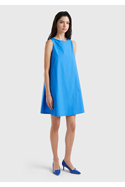 United Colors of Benetton Жіноча синя сукня з 100% бавовни без рукавів середн...