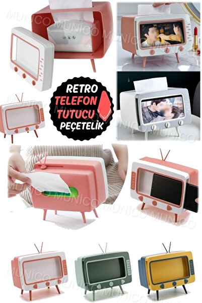 Munico Ev ve Ofis İçin Dekoratif Peçete Kutusu Telefon Tutucu Dahil TV Görünü...