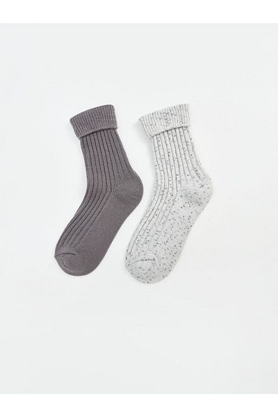 LC Waikiki Lcw Dream Gray Patterned Women's Socks 2 Pack