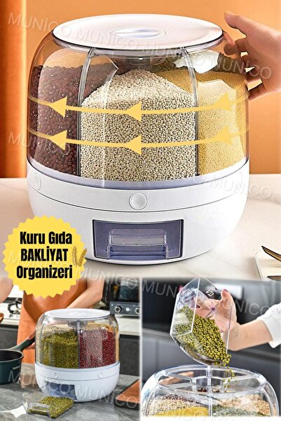 Gaggani بقالة الحبوب ذات المفتاح الدوار سعة 1 كجم - حاوية تخزين ومهر منظمة لل...