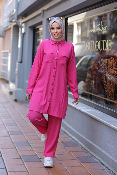 MİSSKAYLE Φούξια Σετ Hijab με λεπτομέρεια τσέπης
