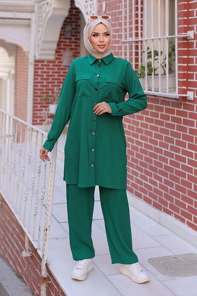 MİSSKAYLE Pocket Detailed Hijab Green Set