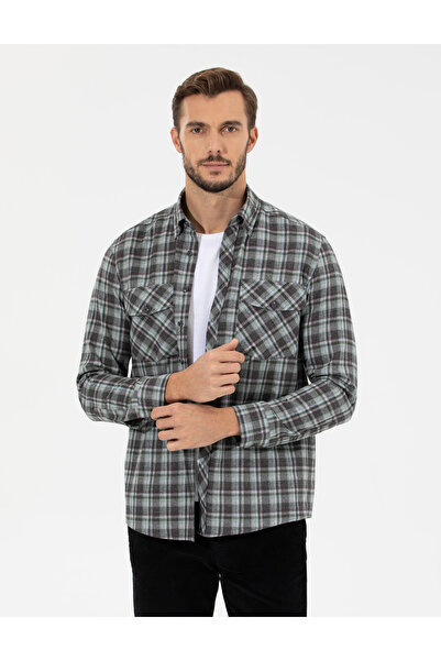 Pierre Cardin Yeşil Regular Fit Uzun Kollu Gömlek 50259492-VR054