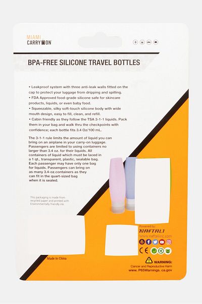 Miami Carry On 2pcs Silicone Travel Bottles 89 Ml, White