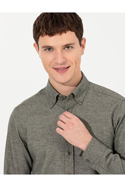 Pierre Cardin Yeşil Slim Fit Uzun Kollu Gömlek 50259500-VR054