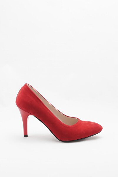 KAYRA VARDAR SHOES Kırmızı Kadın Klasik Topuklu Ayakkabı CNR1301Kırmızı Süet