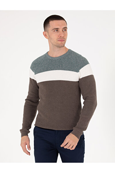 Pierre Cardin Yeşil Slim Fit Bisiklet Yaka Triko Kazak 50259863-VR054