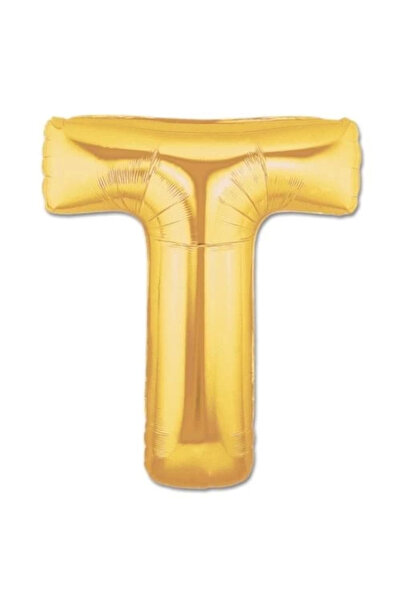 AL - KAR TİCARET Letter t Foil Balloon Gold Color 40 Inch