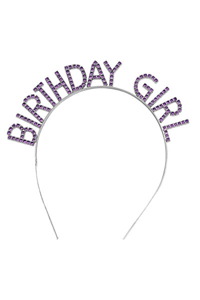 Twin Store Purple Color Crystal Stone Shiny Birthday Girl Written Crown 16X17 cm