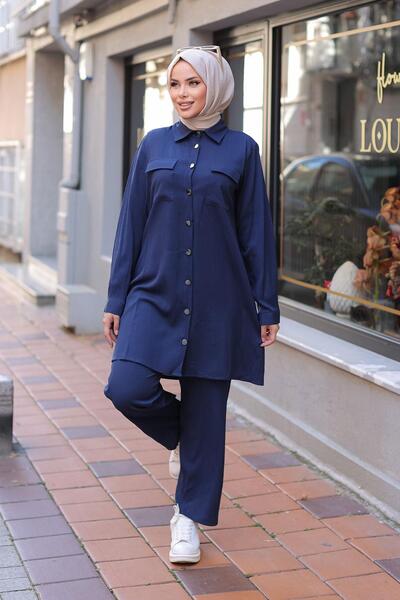 MİSSKAYLE Pocket Detailed Hijab Navy Blue Set