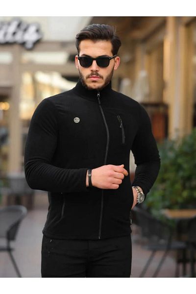 BERNEO Top unisex cu fermoar complet cu 3 buzunare