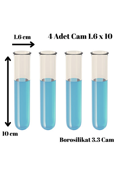 Mr. Crowley Cam Deney Tüpü 1.6 cm x 10 cm 4 adet Laboratuvar Test Tüpü