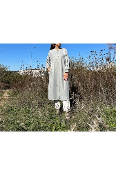 EMZEYN Cotton Long Winter Tunic with Placket and Pockets