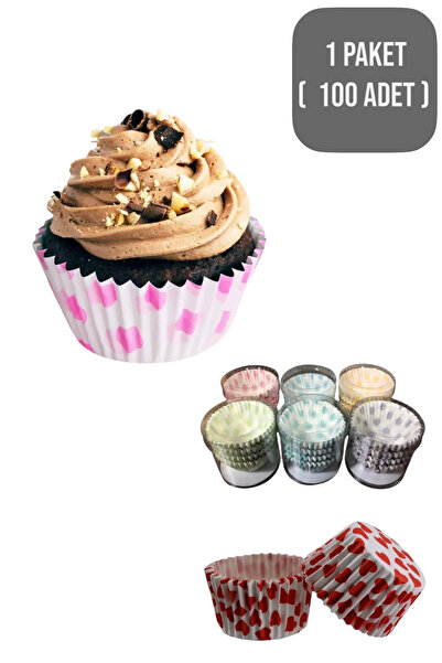 CocoVia 100'lü Muffin Kalıbı | Desenli Muffin Kağıdı Cupcake Kağıdı Renkli De...