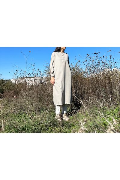 EMZEYN Cotton Long Winter Tunic with Placket and Pockets