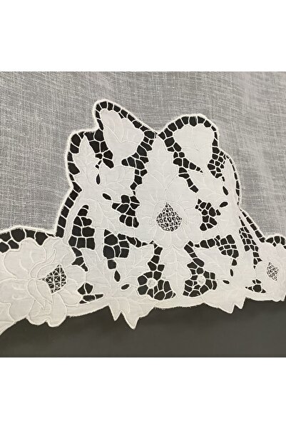 OYA home Beyaz İş Aplikeli Tül Perde -85*180 cm