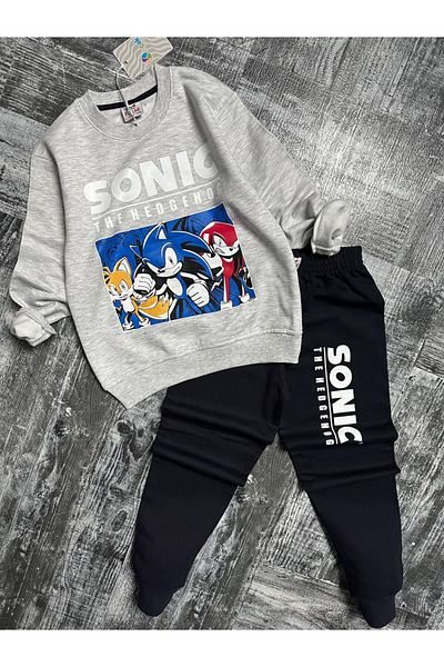 öykümgaleria Boy's Sonic Winter 2 Thread Raised Top and Bottom Set