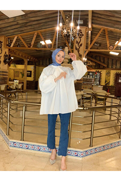 Hasenna G0019  BALON  KOL YAKASI BAGLAMALI BLUZ