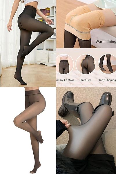 For Pretty Women's Winter Skin-Looking Plush Thermal Tights Black Pantyhose
