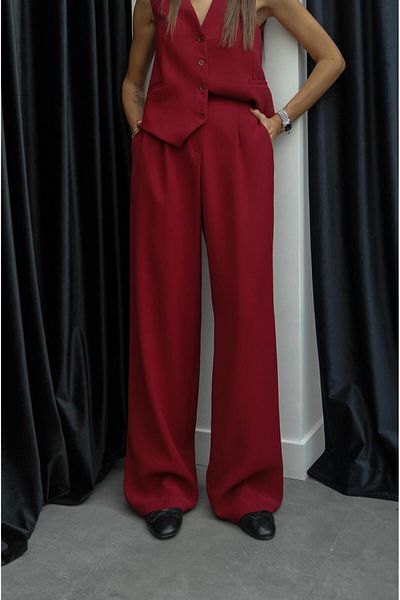 Havoş Pantaloni Burgundy Kerry Palazzo