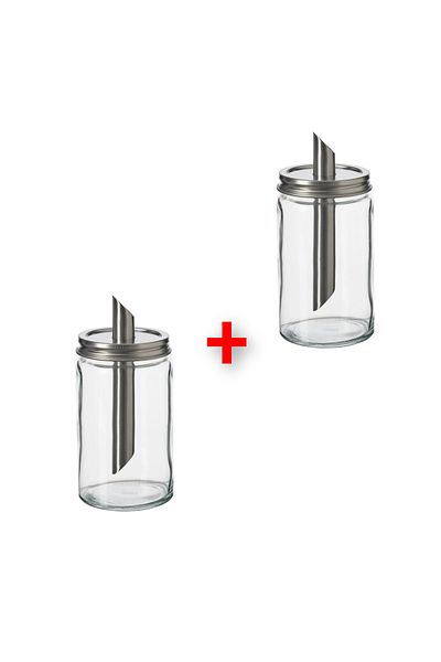 IKEA 2 Pieces Glass Sugar Bowl Height 15 cm Ikea Set of 2 Tabletop Sugar Bowl Transparent Sugar Container