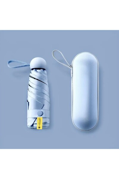 esdekor Kapsül Kutulu Gökyüzü Mavisi Manuel Şık Kompakt Beş Katlı Cep Şemsiye...