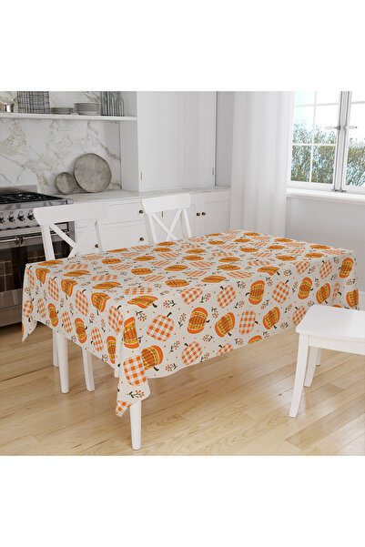 Else Dekor Bal Kabağı Desenli Dijital Baskılı Leke Tutmaz Dertsiz Kumaş Masa Örtüsü Sofra Bezi