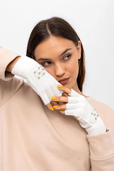 MARBERRY 11291-5 Stoned Cut Ecru Knitwear Gloves