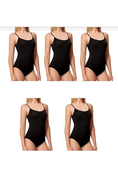 Tutku Women's 5-Piece Economy Pack Snap-On Bodysuit 100% Cotton