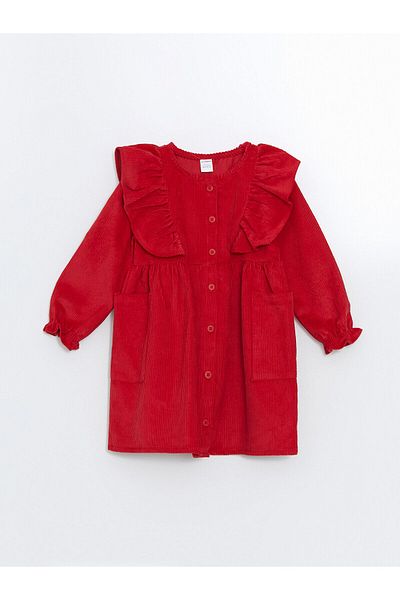 LC Waikiki Lw - Crew Neck Velvet Girl's Dress