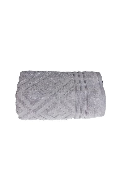 erteks Світло-сірий візерунковий рушник для ванної кімнати - 70x140 Саморобний