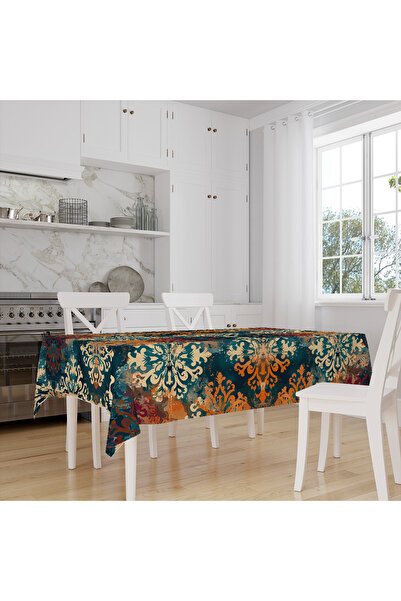 Else Dekor Retro Renkli Desenli Dijital Baskılı Leke Tutmaz Dertsiz Kumaş Masa Örtüsü Sofra Bezi
