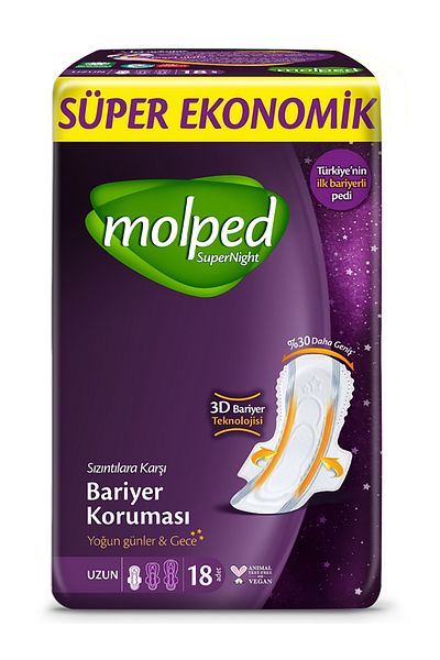 Molped Supernight Long Sanitary Pads 18 X 6 Pack