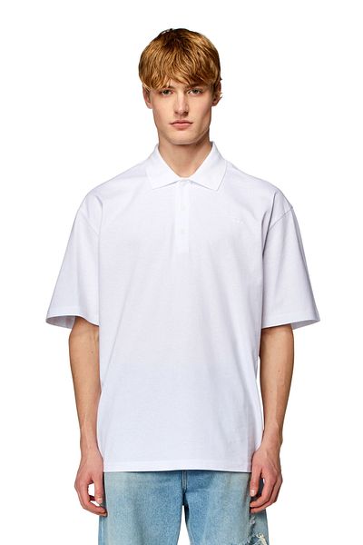Diesel Λευκό ανδρικό μπλουζάκι Polo Neck - Λεπτομερές λογότυπο