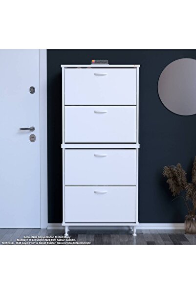 Modilayn UMAY' 2 Li Antre Hol 72x 168 x 25, 5 cm’ lik 4 Düşer Kapak 8 Göz Bölmeli Ayakkabılık