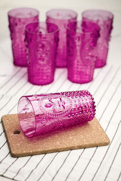 Depa 6-Piece Acrylic Pink Tall Cup & Water Soft Drink Cup - 750 ml (Large Size & Not Glass)