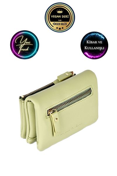 CüzCan Mint Green Small Women's Wallet - Soft Soft Leather Polite
