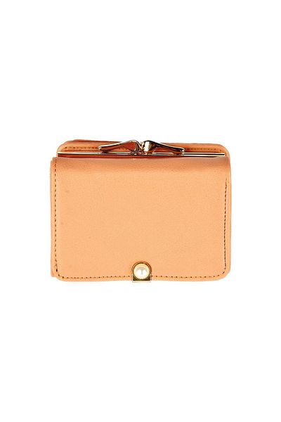 CüzCan Soft Polite Small Women's Wallet with Orange Pearl Detail